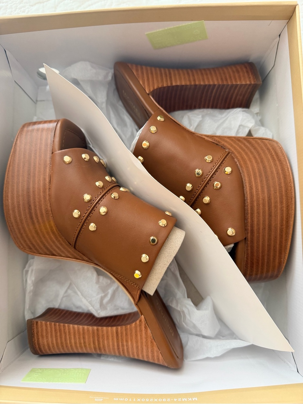 MICHAEL Michael Kors Tan Leather Studded Platform Mule